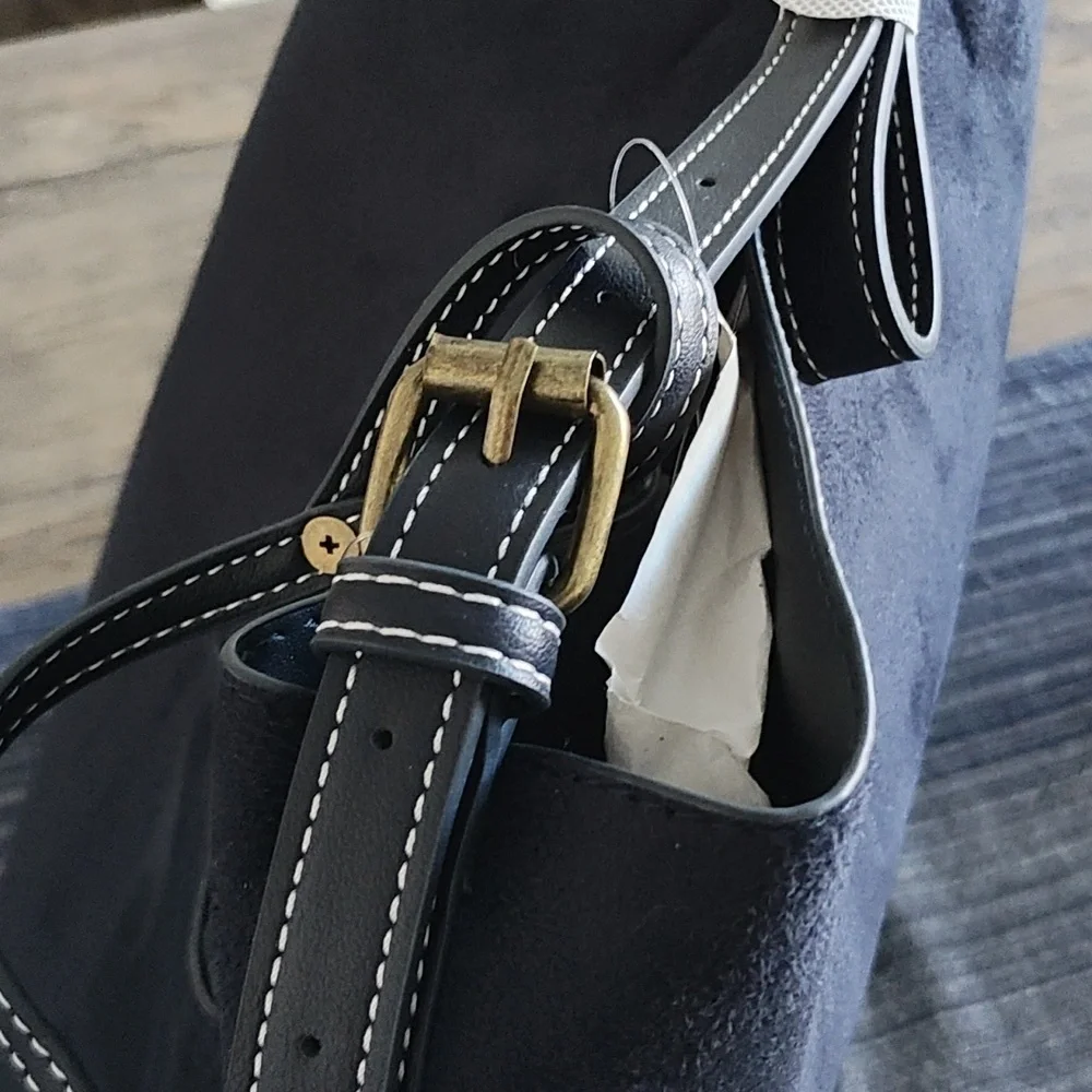GAP Navy Vegan Suede Bucket Bag